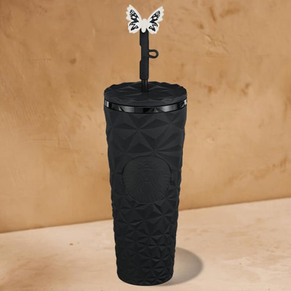 Starbucks Midnight Glow-in-the-Dark Cold Cup with Moth Straw Topper